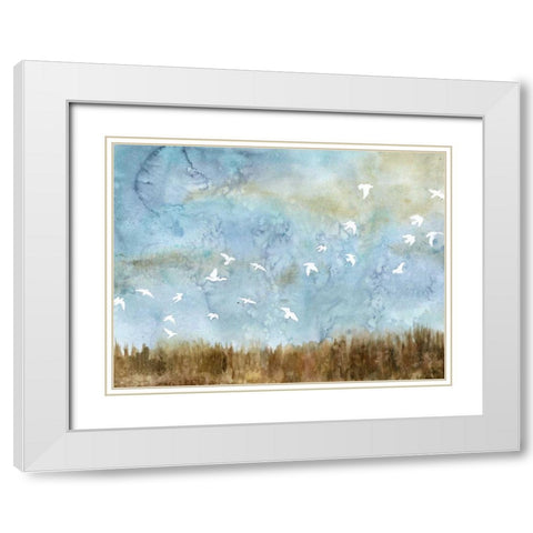 Birds in Flight I White Modern Wood Framed Art Print with Double Matting by Meagher, Megan