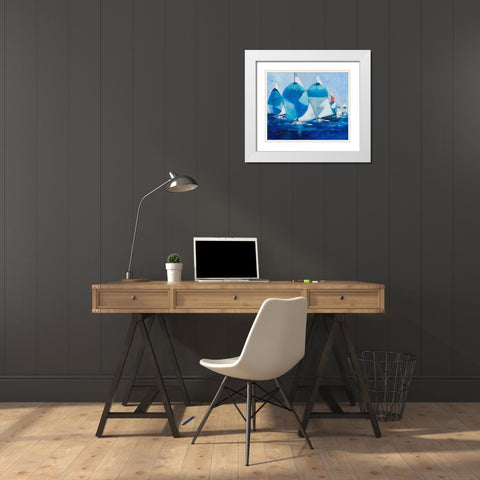 Running White Modern Wood Framed Art Print with Double Matting by Crain, Curt