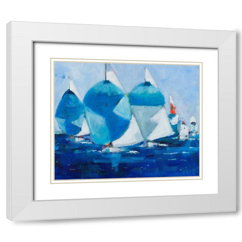 Running White Modern Wood Framed Art Print with Double Matting by Crain, Curt