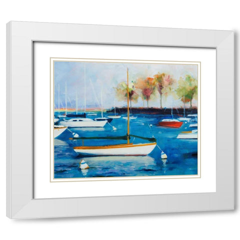 Mooring Basin White Modern Wood Framed Art Print with Double Matting by Crain, Curt