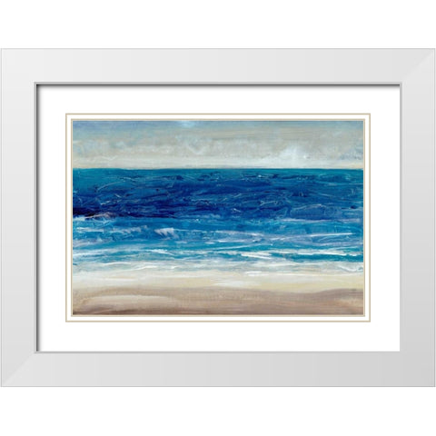 Crashing Blue I White Modern Wood Framed Art Print with Double Matting by OToole, Tim