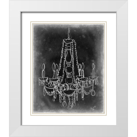 Chalkboard Chandelier Sketch I White Modern Wood Framed Art Print with Double Matting by Harper, Ethan