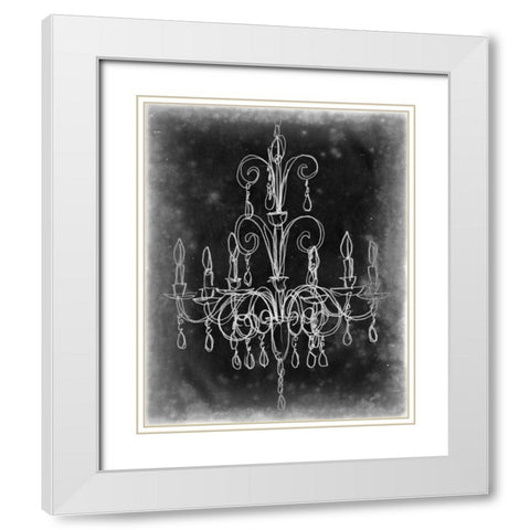 Chalkboard Chandelier Sketch II White Modern Wood Framed Art Print with Double Matting by Harper, Ethan