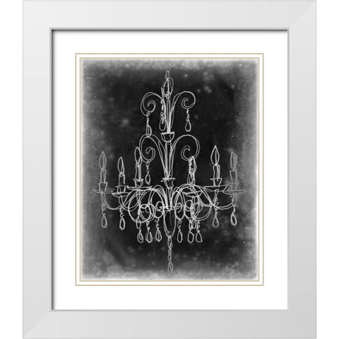 Chalkboard Chandelier Sketch II White Modern Wood Framed Art Print with Double Matting by Harper, Ethan