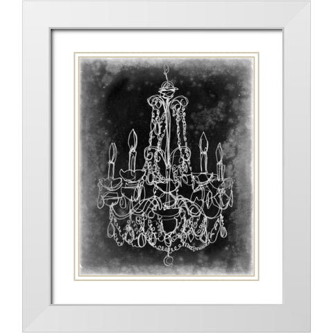 Chalkboard Chandelier Sketch III White Modern Wood Framed Art Print with Double Matting by Harper, Ethan