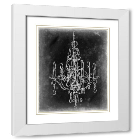 Chalkboard Chandelier Sketch IV White Modern Wood Framed Art Print with Double Matting by Harper, Ethan