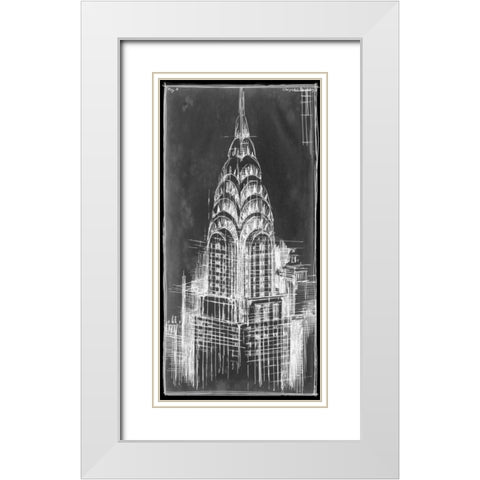 Chrysler Blueprint White Modern Wood Framed Art Print with Double Matting by Harper, Ethan