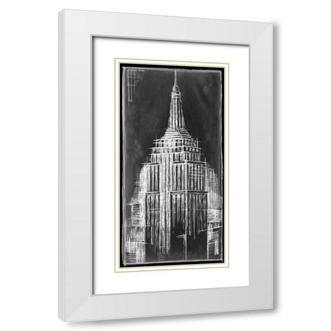 Empire State Blueprint White Modern Wood Framed Art Print with Double Matting by Harper, Ethan