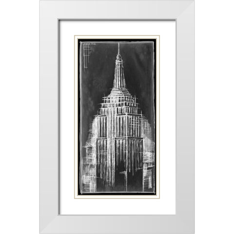 Empire State Blueprint White Modern Wood Framed Art Print with Double Matting by Harper, Ethan