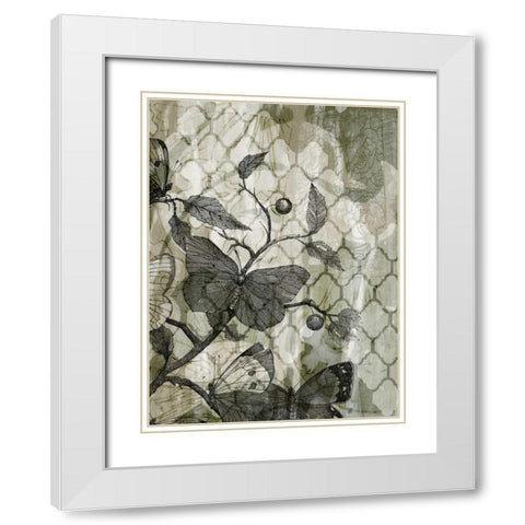 Arabesque Butterflies I White Modern Wood Framed Art Print with Double Matting by Goldberger, Jennifer