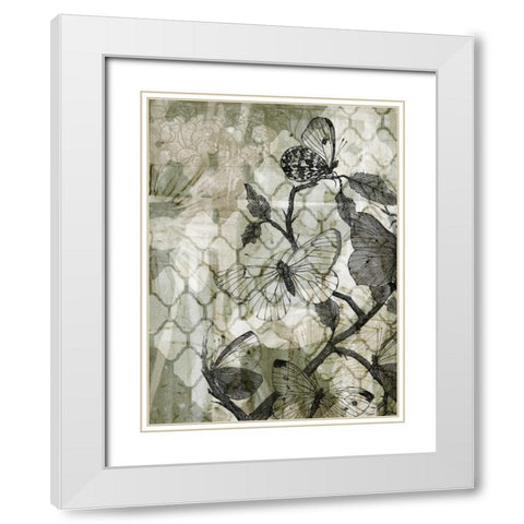Arabesque Butterflies II White Modern Wood Framed Art Print with Double Matting by Goldberger, Jennifer