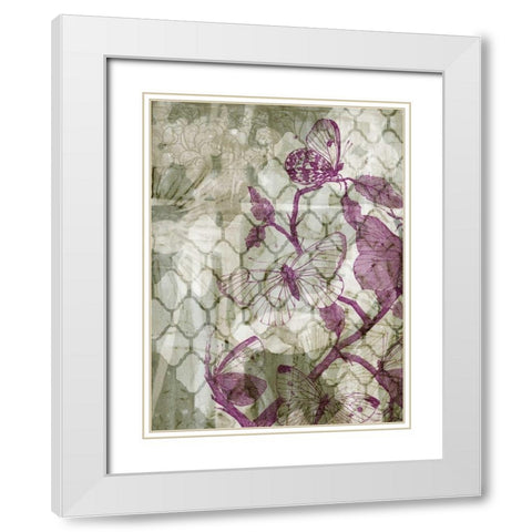 Arabesque Butterflies IV White Modern Wood Framed Art Print with Double Matting by Goldberger, Jennifer