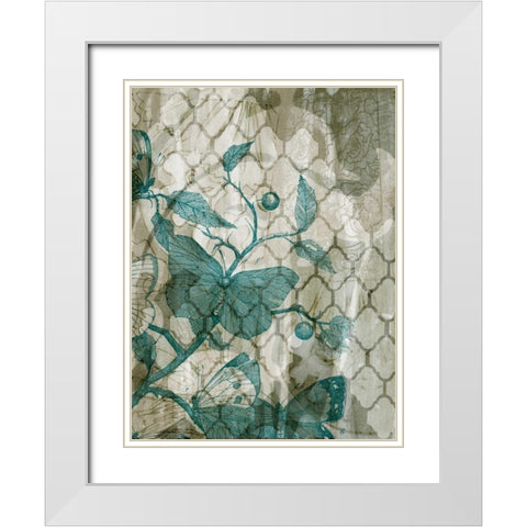 Arabesque Butterflies V White Modern Wood Framed Art Print with Double Matting by Goldberger, Jennifer