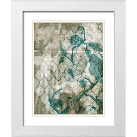 Arabesque Butterflies VI White Modern Wood Framed Art Print with Double Matting by Goldberger, Jennifer