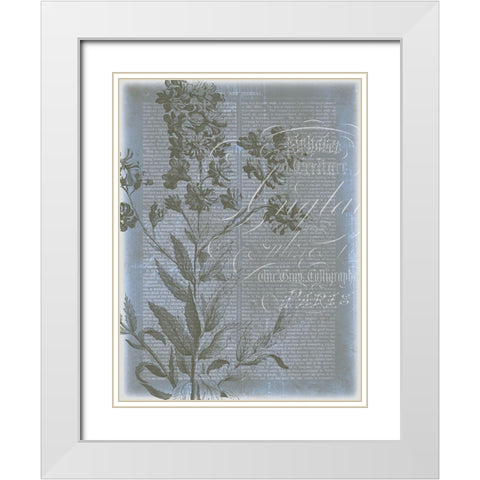 Fleur de Bleu II White Modern Wood Framed Art Print with Double Matting by Goldberger, Jennifer