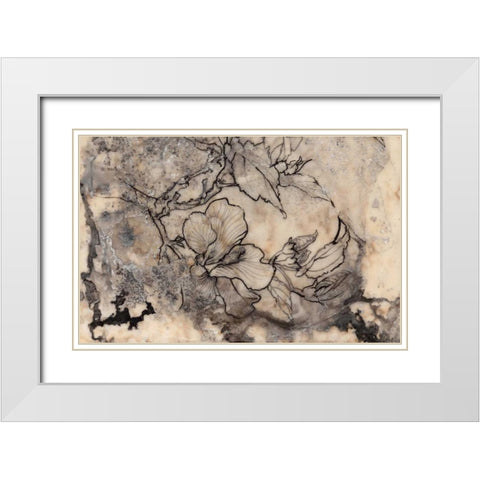 Tattooed Floral I White Modern Wood Framed Art Print with Double Matting by Goldberger, Jennifer