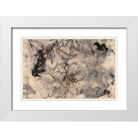 Tattooed Floral II White Modern Wood Framed Art Print with Double Matting by Goldberger, Jennifer