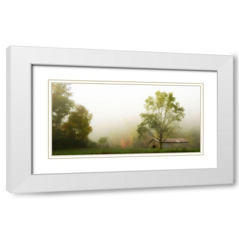 Fog at the Farm White Modern Wood Framed Art Print with Double Matting by Head, Danny