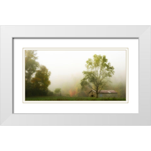 Fog at the Farm White Modern Wood Framed Art Print with Double Matting by Head, Danny