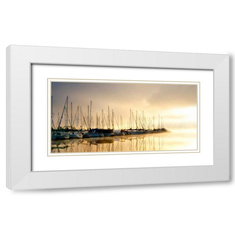 Marina Morning I White Modern Wood Framed Art Print with Double Matting by Head, Danny