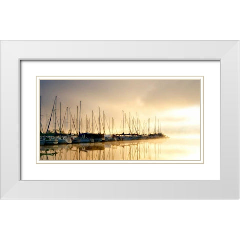 Marina Morning I White Modern Wood Framed Art Print with Double Matting by Head, Danny