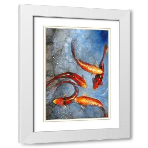 Graceful Koi I White Modern Wood Framed Art Print with Double Matting by OToole, Tim