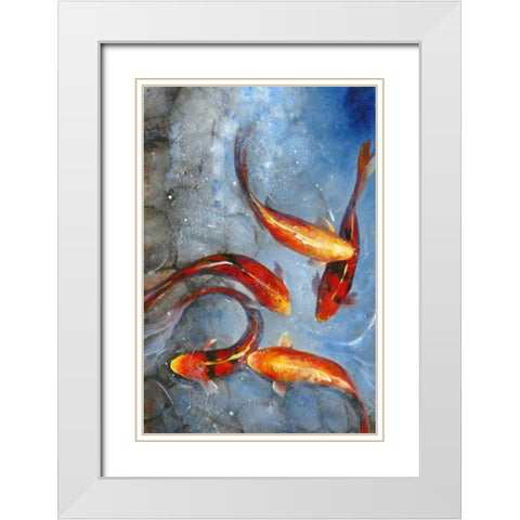 Graceful Koi I White Modern Wood Framed Art Print with Double Matting by OToole, Tim