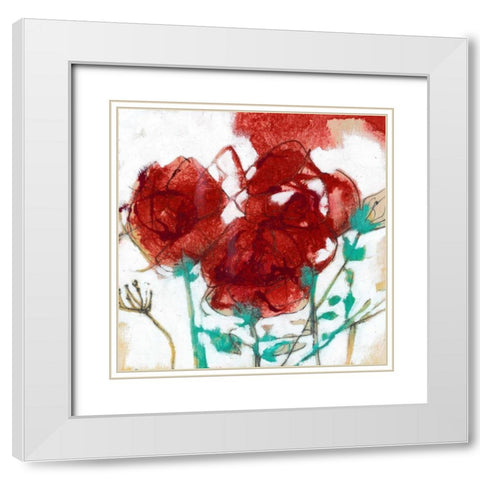 Flower Expression I White Modern Wood Framed Art Print with Double Matting by Goldberger, Jennifer