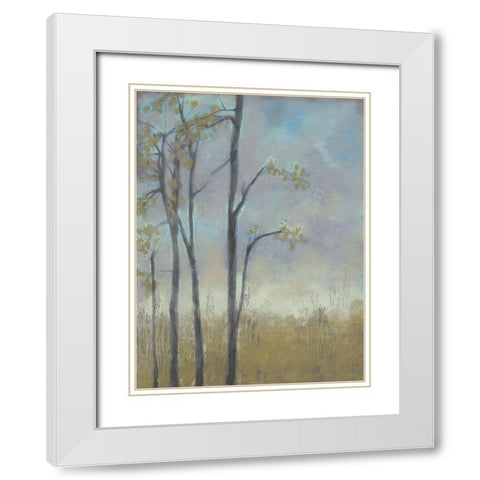 Tree-Lined Wheat Grass II White Modern Wood Framed Art Print with Double Matting by Goldberger, Jennifer