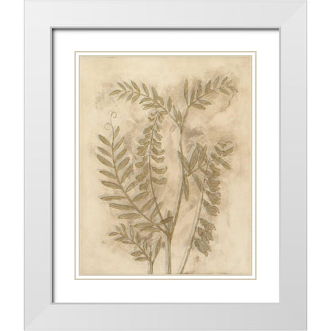 Gilded Foliage I White Modern Wood Framed Art Print with Double Matting by Meagher, Megan