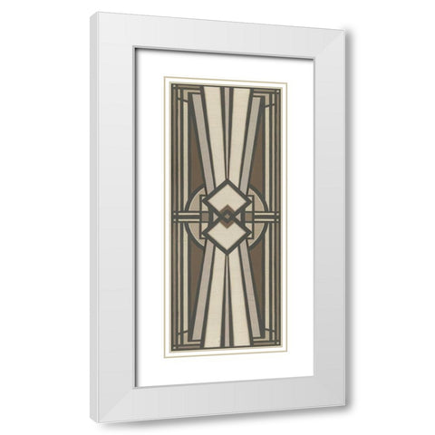 Neutral Deco Panel I White Modern Wood Framed Art Print with Double Matting by Vess, June Erica
