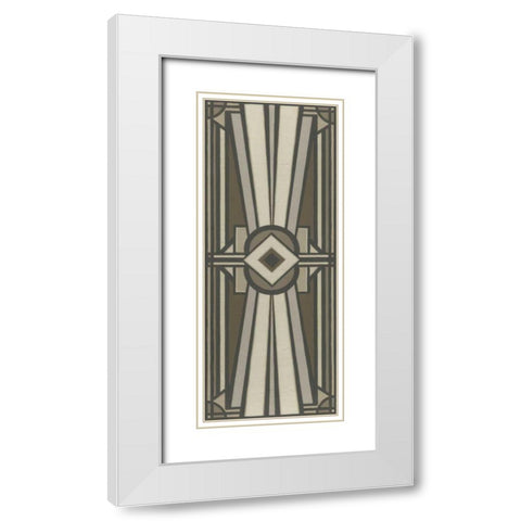 Neutral Deco Panel II White Modern Wood Framed Art Print with Double Matting by Vess, June Erica