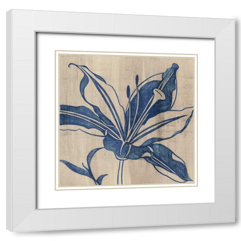 Indigo Lily White Modern Wood Framed Art Print with Double Matting by Zarris, Chariklia