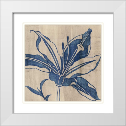 Indigo Lily White Modern Wood Framed Art Print with Double Matting by Zarris, Chariklia