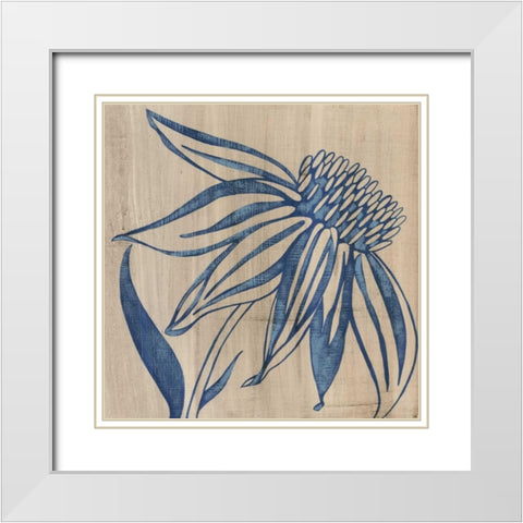 Indigo Coneflower White Modern Wood Framed Art Print with Double Matting by Zarris, Chariklia