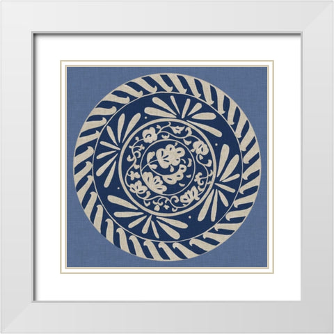 UA CH Indigo Earthenware II White Modern Wood Framed Art Print with Double Matting by Zarris, Chariklia