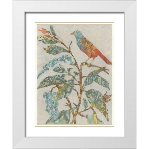 Aviary Collage II White Modern Wood Framed Art Print with Double Matting by Megan Meagher
