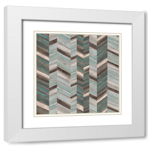 Stacked Chevron II White Modern Wood Framed Art Print with Double Matting by Goldberger, Jennifer