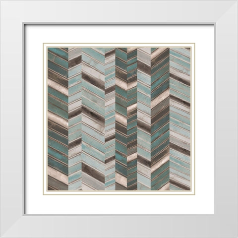 Stacked Chevron II White Modern Wood Framed Art Print with Double Matting by Goldberger, Jennifer