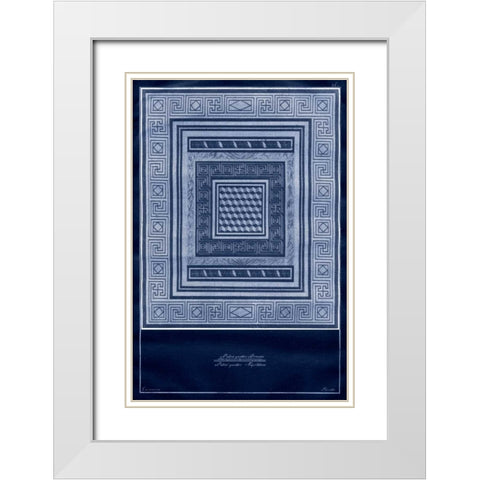 Indigo Tile III White Modern Wood Framed Art Print with Double Matting by Vision Studio