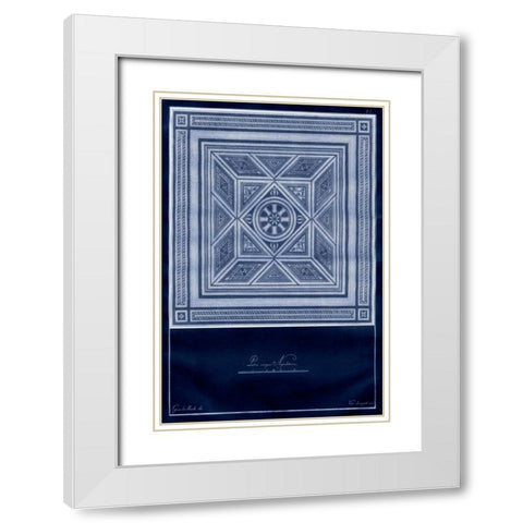 Indigo Tile V White Modern Wood Framed Art Print with Double Matting by Vision Studio