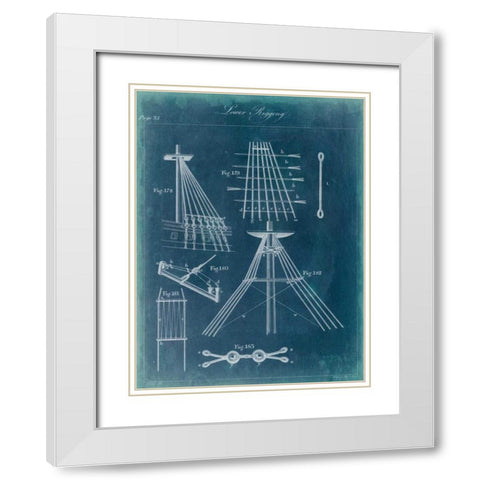 Nautical Detail Blueprint II White Modern Wood Framed Art Print with Double Matting by Vision Studio