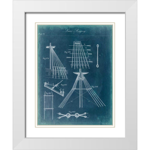 Nautical Detail Blueprint II White Modern Wood Framed Art Print with Double Matting by Vision Studio
