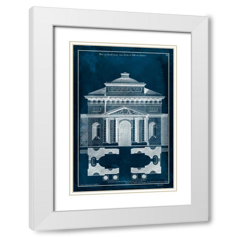 Palace Facade Blueprint II White Modern Wood Framed Art Print with Double Matting by Vision Studio