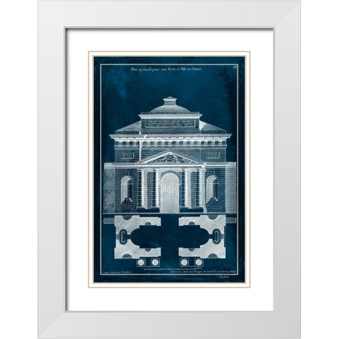 Palace Facade Blueprint II White Modern Wood Framed Art Print with Double Matting by Vision Studio