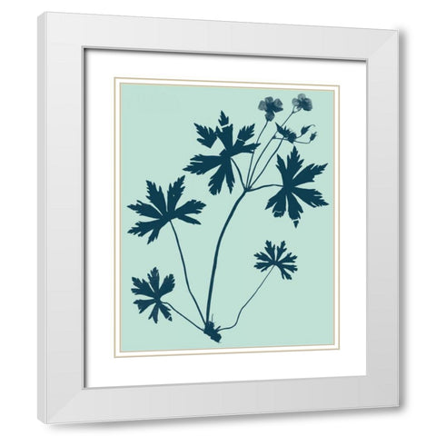 Indigo and Mint Botanical Study III White Modern Wood Framed Art Print with Double Matting by Vision Studio