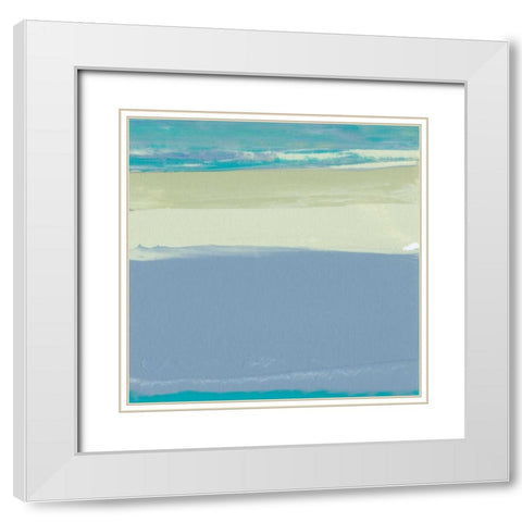 Blue Coast I White Modern Wood Framed Art Print with Double Matting by Gordon, Sharon