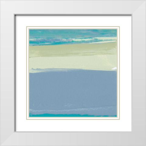 Blue Coast I White Modern Wood Framed Art Print with Double Matting by Gordon, Sharon
