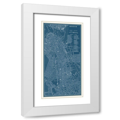 Graphic Map of Boston White Modern Wood Framed Art Print with Double Matting by Vision Studio