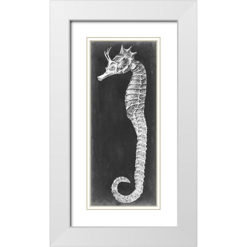 Seahorse Blueprint I White Modern Wood Framed Art Print with Double Matting by Vision Studio